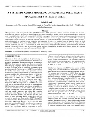system dynamics modeling of municipal solid waste management systems