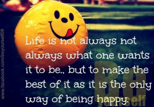 Being happy quote via www.Facebook.com/BeYourself09