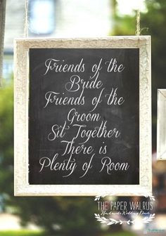 Chalkboard Seating Sign - Pick a Seat Not a Side - Wedding - 8 x 10 ...