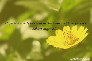 hope-Hope is the only bee that makes honey without flowers.