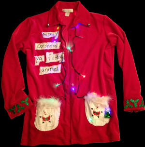 An original #HelloPerfect ugly Christmas sweater.