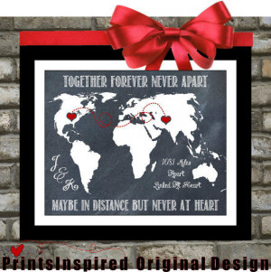 Long Distance Relationship: Personalized. Gift For Couples Quotes Map ...