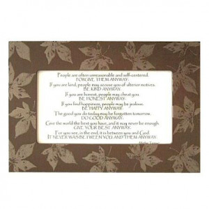 Mother Teresa Quote in Chocolate-colored Wood Frame
