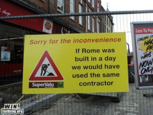 Funny roadworks sign