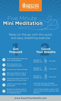 This How-To infographic illustrates a five-minute meditation technique ...