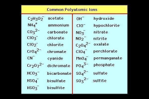 Common Polyatomic Ion Table