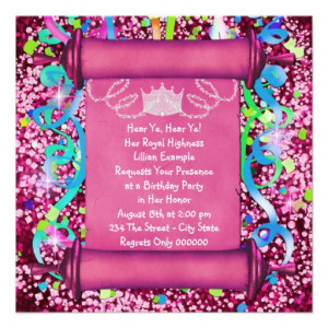 Her Royal Highness Princess Birthday Party Announcements