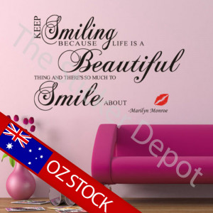Home Words & Quotes Wall Stickers Marilyn Monroe Keep Smiling Quote ...