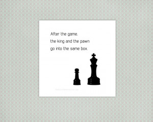 Life Quote Print, chess, typography, black and white