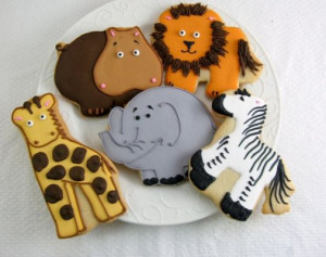 Jungle animal themed party or shower cookies