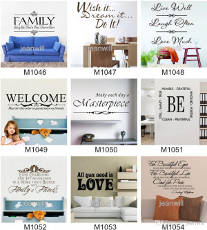 Wholesale - Mix order Wall Quotes Decal Words Lettering Saying Wall ...