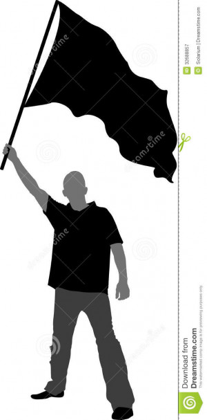 Man with flag silhouette - vector illustration.