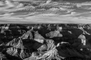 Grand Canyon and Clouds from Yavapai Point - B+W