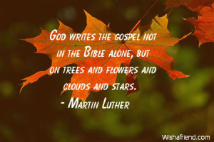God writes the gospel not in the Bible alone, but on trees and flowers ...