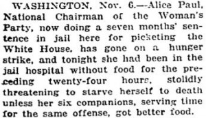 Alice Paul Hunger Strike