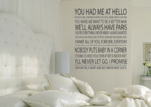 Romantic movie quotes vinyl wall decal