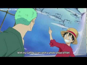 One Piece funny scene - Luffy, Zoro and Sanji goofing of under the sea