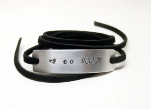 Wrap Fitness Bracelet Black Suede Cord Tie Quote by OhMyMetals, $18.00