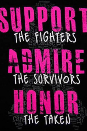 Support the fighters, admire the survivors and honor the taken