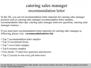 Catering sales manager recommendation letter