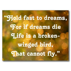 ... fly.” ― Langston Hughes - Poetic and Inspirational Quote Postcard