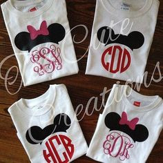 Monogrammed shirts in the shape of Mickeys More