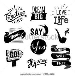 ... style hand drawn elements for design. Quotes and icons. - stock vector