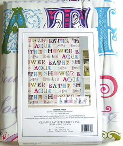 Shower-Curtain-Fabric-colorful-Bath-Sayings-72-x-72-NEW