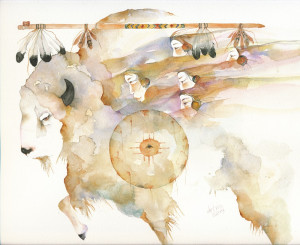 Sacred Buffalo” by Gretchen Del Rio , original watercolor, 2013