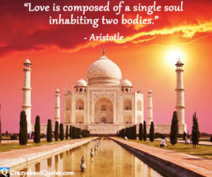 Taj Mahal with love quote from Aristotle