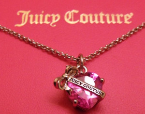 Christmas cute heart pink banner necklace juicy couture
