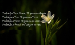 asked God for a Flower, He gave me a Garden. I asked for a Tree, He ...