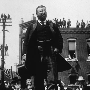 President Theodore Roosevelt makes use of the bully pulpit.