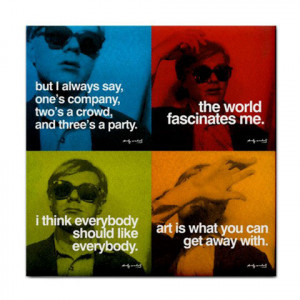... Tile - Coaster : Andy Warhol - Photo Quotes (Blue, Green, Red, Orange