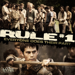 The Maze Runner Film Pic of Gladers and Thomas
