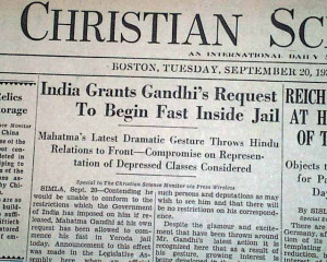 ... MAHATMA GANDHI Hunger Strike Begins FAST UNTO DEATH 1932 Old Newspaper