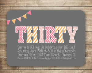 30th Birthday Invitation Thirty 40th 50th Birthday Invitation