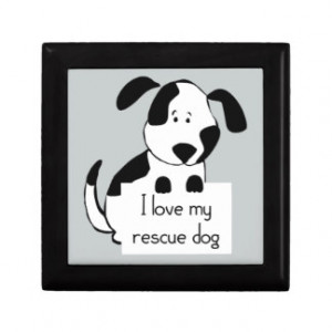 love my Rescue Dog Cute Cartoon Quote animal Trinket Box