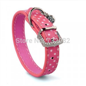 Free Shipping Pink PU Leather Dog Cat Pet Puppy Neck Safety Collars XS ...