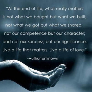 ... competence but our character; and not our success but our significance