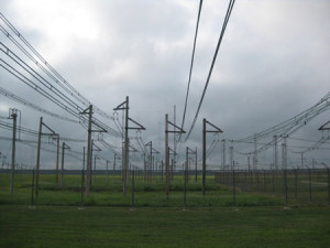 Open wire transmission lines to a multitude of antennas.