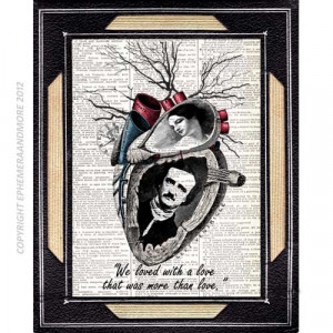 Edgar Allan Poe and Virginia Poe Quote art print on dictionary book ...