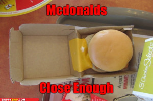 Funny Image of a McDonald's burger where the cheese didn't make it