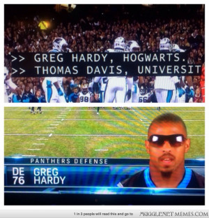Carolina Panther Players alma mater is Hogwarts.