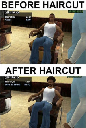 funny video game logic gta haircut