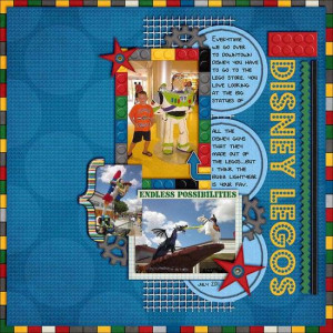 Disney legos scrapbooking layout. Awesome texture and background. # ...