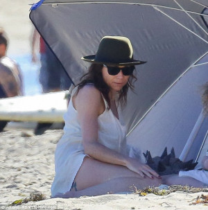 Shady lady: The 44-year-old actress retreated to the shade beneath an ...