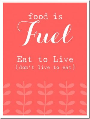 Food Is Fuel Eat To Live, Don’t Live To Eat ~ Apology Quote