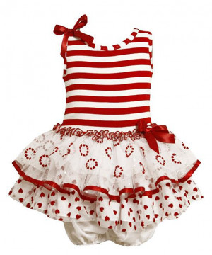 Gerson & Gerson Red Stripe Ruffle Dress & Diaper Cover - Infant