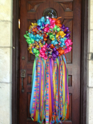 Fiesta Wreaths from San Antonio made of yards and yards of ribbon bows ...